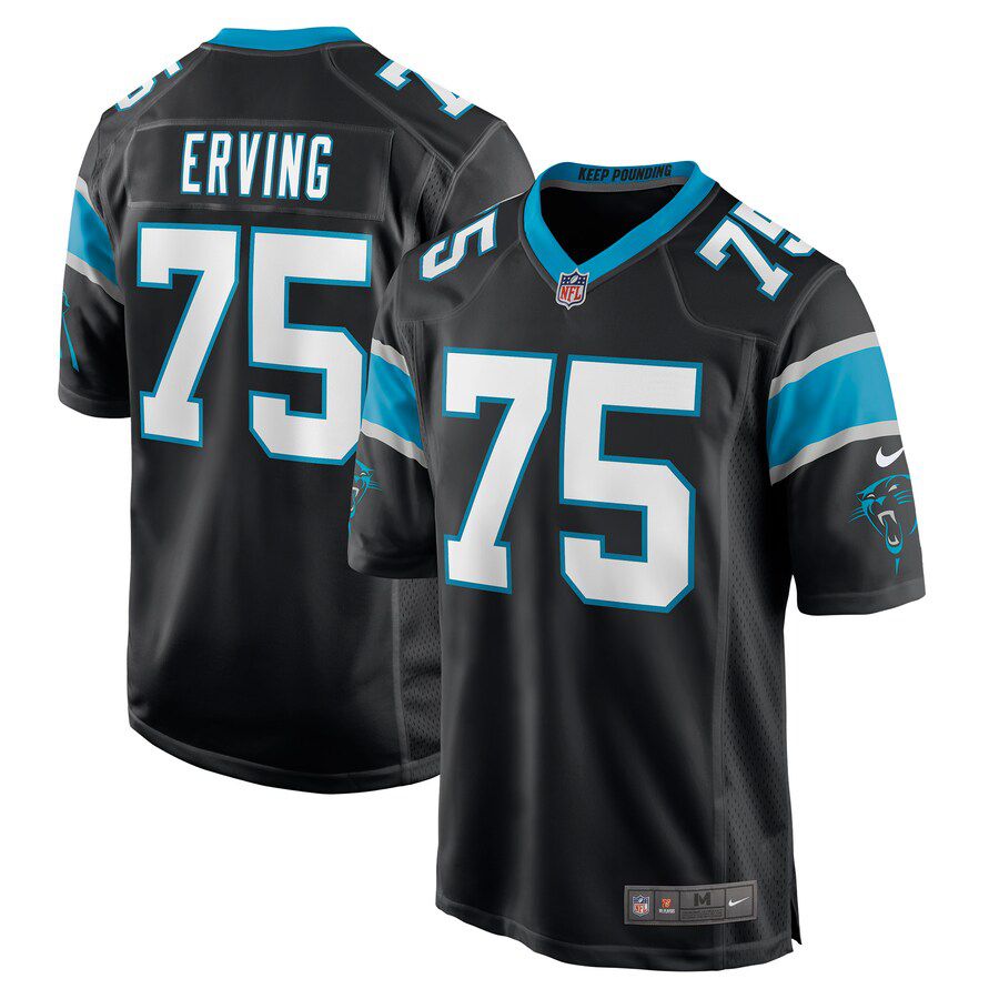 Men Carolina Panthers 75 Cameron Erving Nike Black Game NFL Jersey